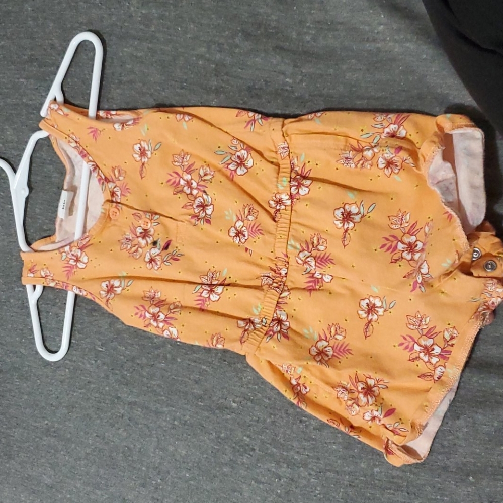 Orange floral toddler romper